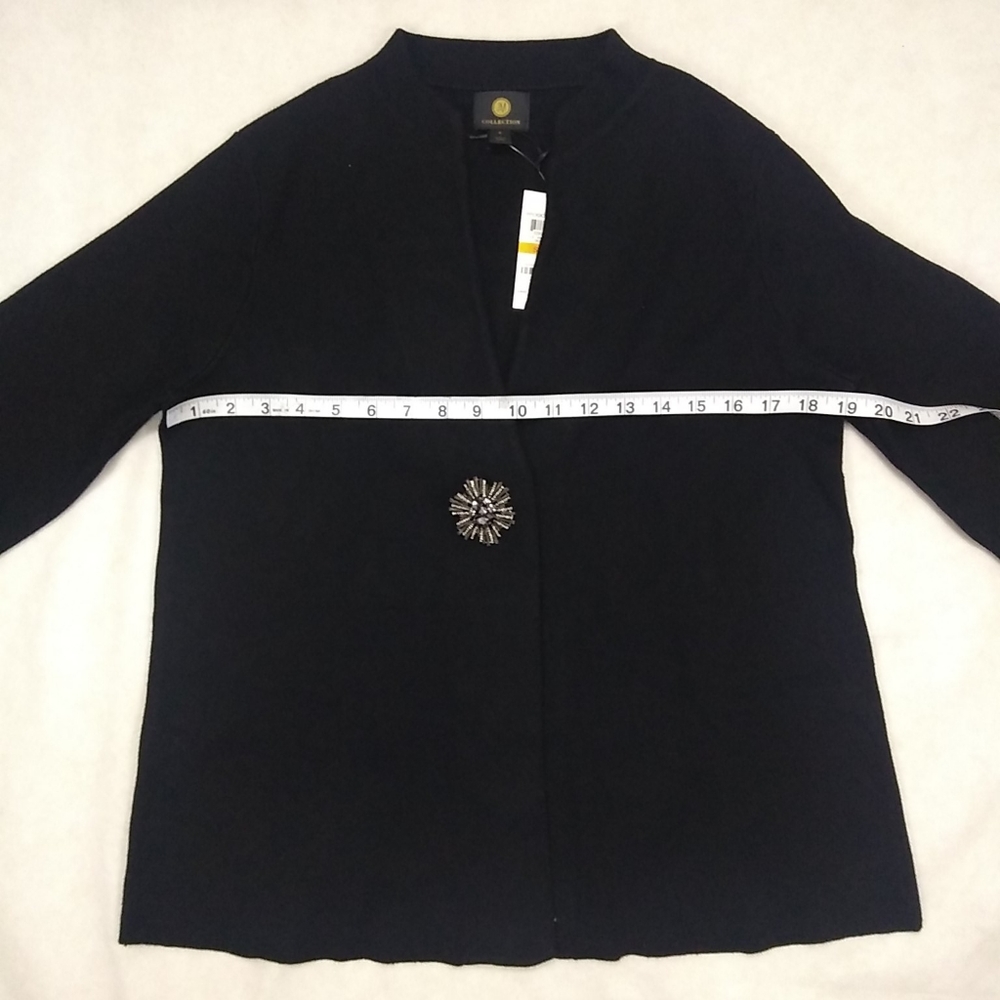 JM Collection Holiday Party Brooch Cardigan - Picture 3 of 10